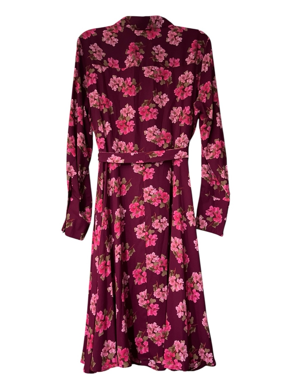 NWT Pink Floral Shirt Dress Nanette Lepore Sangria Pink Tie Belt Size 12 - Picture 8 of 15